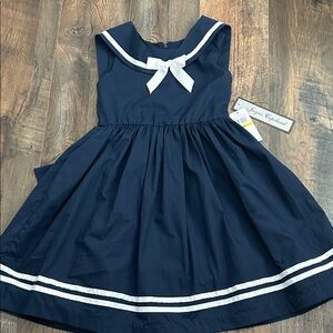 Jayne Copeland Navy Dress with White Bow sz 6x